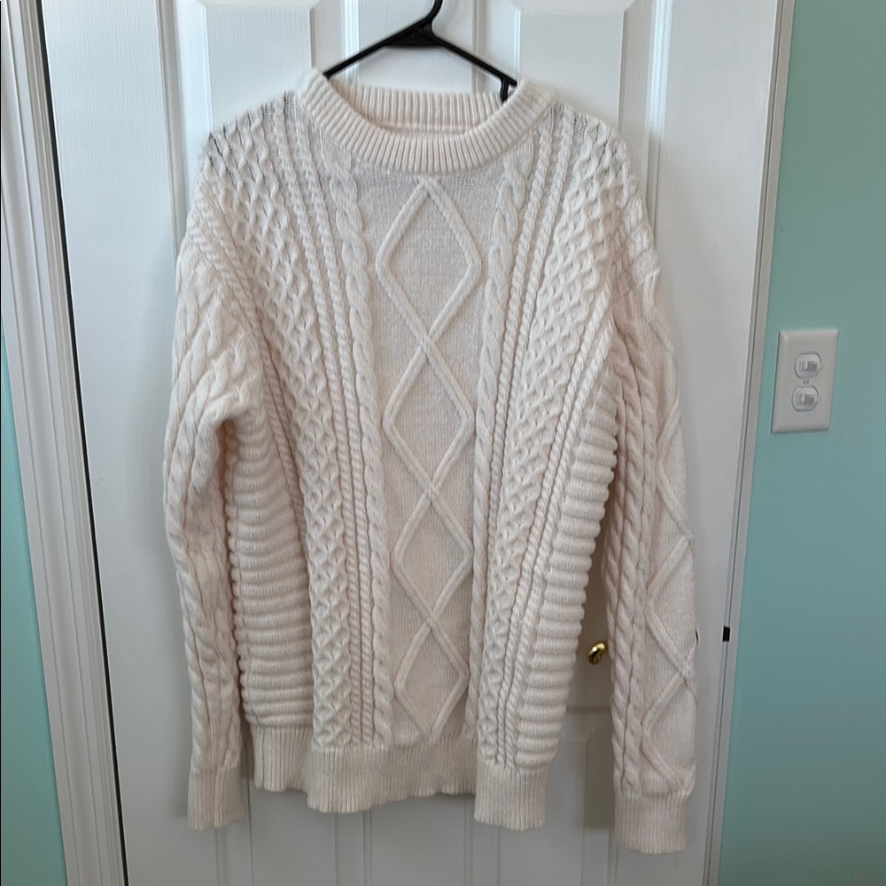 Women's Cream Cable Knit Sweater
